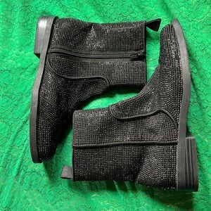 Zara Black Rhinestone Ankle Boots